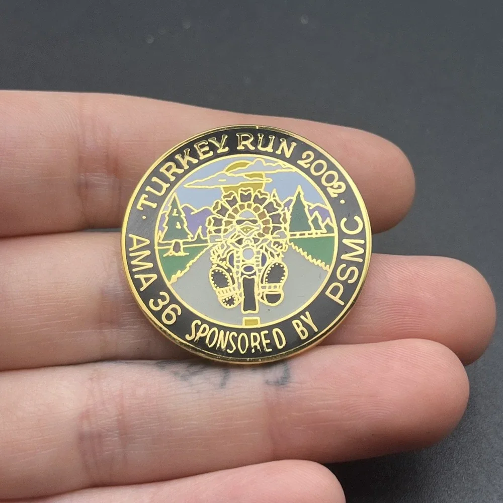 2002 Turkey Run AMA 36 Sponsored‎ By PSMC Motorcycles Lapel Hat Pin